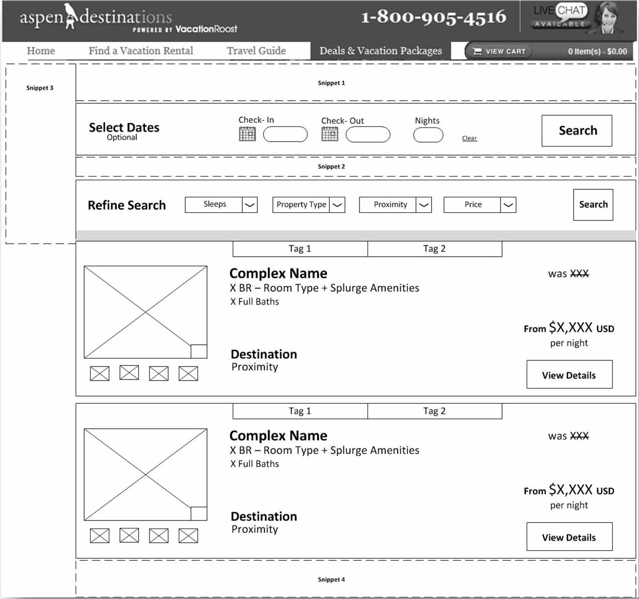 wireframe of landing page