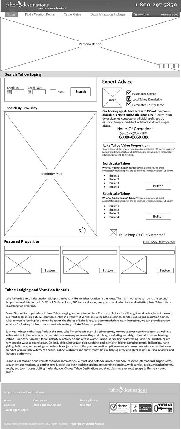 wireframe of landing page